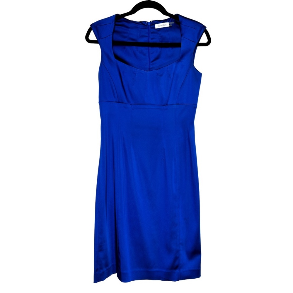 Calvin Klein Blue Cap Sleeve Sheath Dress
